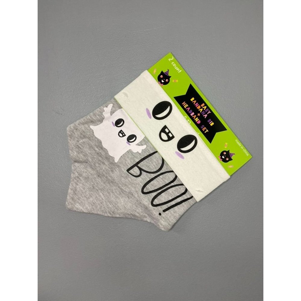 Baby girl headband bib set halloween ghost bandana bib NWT‎